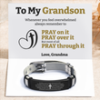 Load image into Gallery viewer, To My Grandson, Pray Through The Lord&#39;s Prayer Steel Bracelet with a heartwarming message card
