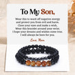 Load image into Gallery viewer, To My Son, Always Here For You Hematite Agate Protection Bracelet Set with heartwarming message card
