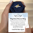 Load image into Gallery viewer, card design and message, and the gold Hug From Heaven Memorial Ring
