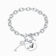 Load image into Gallery viewer, Personalized Initial Engraved Heart Memorial Bracelet on white background
