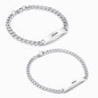 Load image into Gallery viewer, Matching silver bracelets with name engravings on white background
