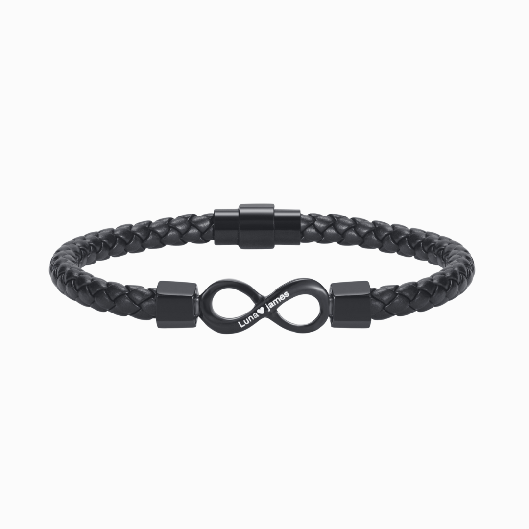 To My Soulmate, Personalized Dual Name Infinity Leather Bracelet ...