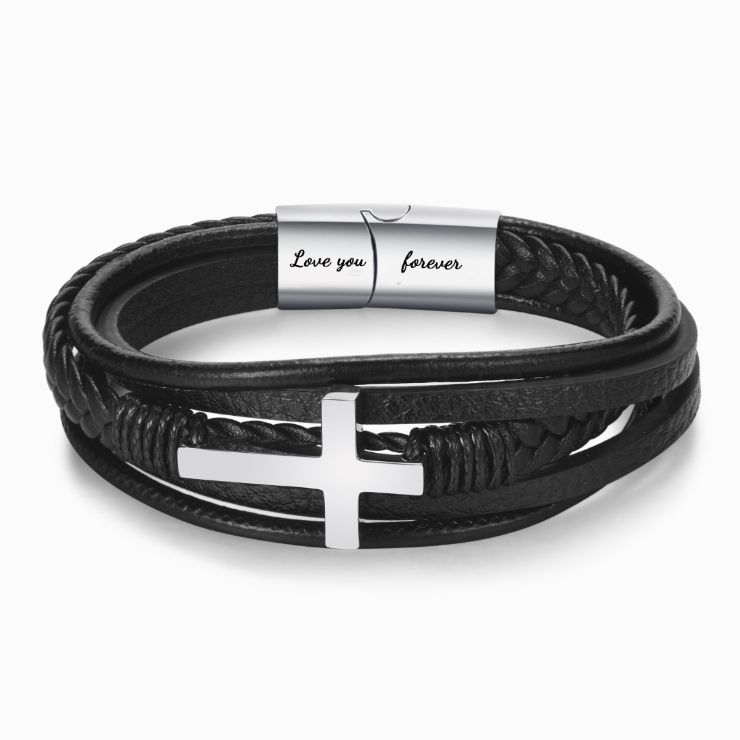 To My Man, Pray Through It Leather Cross Bracelet | SVANA – Svana Design