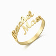 Load image into Gallery viewer, Gold Double Name Ring with the names Rachel and Mason on white background
