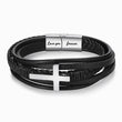 Load image into Gallery viewer, Hug From Heaven Leather Cross Bracelet silver cross variant, on white background
