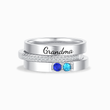Load image into Gallery viewer, Silver variant of To Grandma, Love Grandkids Personalized Birthstones Ring with 2 birthstones, on white background
