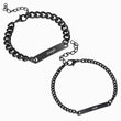 Load image into Gallery viewer, Matching black bracelets with name engravings on white background
