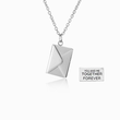 Load image into Gallery viewer, Silver Personalized Memorial Letter Envelope Necklace on a white background
