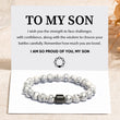 Load image into Gallery viewer, To My Son, I Am So Proud Of You Magnetic Bracelet with a heartwarming message card
