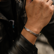 Load image into Gallery viewer, A male model wearing the &quot;To My Son, I Will Always Be With You Angel Wings Bracelet&quot;
