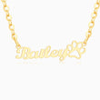 Load image into Gallery viewer, Close-up photo of gold Paw Print Personalized Pet Necklace on a white background
