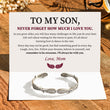 Load image into Gallery viewer, To My Son, I Will Always Be With You Angel Wings Bracelet with a heartfelt message card included
