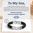 Load image into Gallery viewer, “Mother and Son Forever Linked Together&quot; Braided Leather Bracelet message card
