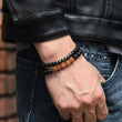Load image into Gallery viewer, Hematite and Agate bracelets on male model wrist

