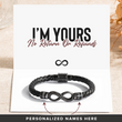 Load image into Gallery viewer, To My Man, Personalized Couple Name Infinity Leather  Bracelet with heartwarming message card included
