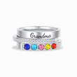 Load image into Gallery viewer, Silver variant of To Grandma, Love Grandkids Personalized Birthstones Ring with 5 birthstones, on white background
