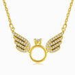 Load image into Gallery viewer, Close-up photo of gold angel wing necklace on a white background
