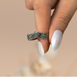 Load image into Gallery viewer, Model holding a Personalized Angel Wing Ring
