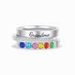 Load image into Gallery viewer, Silver variant of To Grandma, Love Grandkids Personalized Birthstones Ring with 6 birthstones, on white background
