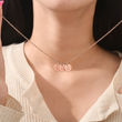 Load image into Gallery viewer, Female model wearing You Are My Daughter-in-Heart Personalized Disc Necklace rose gold variant with three discs

