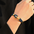 Load image into Gallery viewer, male model wearing blue rope - gold buckle To My Son, &quot;You Are My Anchor” Bracelet
