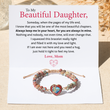 Load image into Gallery viewer, To My Beautiful Daughter, Always Keep Me in Your Heart Jasper Heart Bracelet red variant with card
