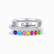 Load image into Gallery viewer, Silver variant of To Grandma, Love Grandkids Personalized Birthstones Ring with 7 birthstones, on white background
