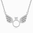 Load image into Gallery viewer, Close-up photo of silver angel wing necklace on a white background
