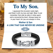 Load image into Gallery viewer, Mother and Son “A Link That Can Never Be Undone” Forever Linked Bracelet in message card
