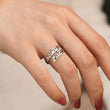 Load image into Gallery viewer, Silver Double Name Ring with the names Jocelyn and Luca on model finger
