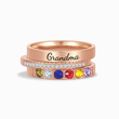 Load image into Gallery viewer, Rose gold variant of To Grandma, Love Grandkids Personalized Birthstones Ring with 6 birthstones, on white background
