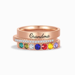 Load image into Gallery viewer, Rose gold variant of To Grandma, Love Grandkids Personalized Birthstones Ring with 7 birthstones, on white background
