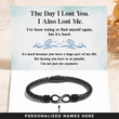 Load image into Gallery viewer, Heartwarming message card with Personalized dual infinity bracelet
