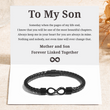 Load image into Gallery viewer, “Mother and Son Forever Linked Together” Infinity Leather Bracelet Card Creative
