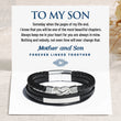 Load image into Gallery viewer, “Mother and Son Forever Linked Together” Infinity Leather Bracelet message card
