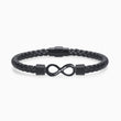 Load image into Gallery viewer, Personalized Dual Name Infinity Leather Bracelet in white background
