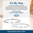 Load image into Gallery viewer, Father and son personalized bracelet set with heartwarming message card.
