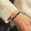 Load image into Gallery viewer, Female model wearing the Personalized dual infinity bracelet
