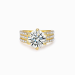Load image into Gallery viewer, a gold six claw zircon ring on a white background
