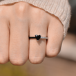 Load image into Gallery viewer, Model Wearing the Hug From Heaven Black Enamel Ring
