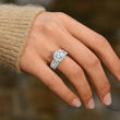 Load image into Gallery viewer, A woman wearing a silver six claw zircon ring on her ring finger
