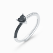 Load image into Gallery viewer, Hug From Heaven Black Enamel Ring Angled on White Background
