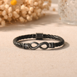 Load image into Gallery viewer, To My Man, Personalized Couple Name Infinity Leather  Bracelet on a creative shot
