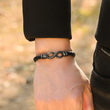 Load image into Gallery viewer, A male model wearing To My Man, Personalized Couple Name Infinity Leather Bracelet
