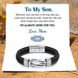 Load image into Gallery viewer, To My Son, I’m Always Here For You Braided Leather Bracelet with message card
