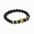 Load image into Gallery viewer, To My Grandson, I Will Always Have Your Back Beaded Lion Bracelet in gold variant in white background.
