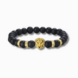 Load image into Gallery viewer, To My Grandson, I Will Always Have Your Back Beaded Lion Bracelet in gold variant in white background.
