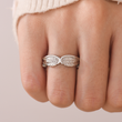 Load image into Gallery viewer, female model wearing hug from heaven angel wing ring
