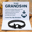Load image into Gallery viewer, Photo of black nautical bracelet and message card
