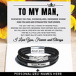 Load image into Gallery viewer, To My Man, Forever and Always Linked Personalized Magnetic Clasp Bracelet with heartwarming card message
